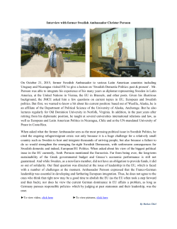 Interview with former Swedish Ambassador Christer Persson