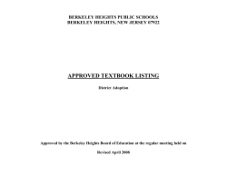 approved textbook listing - Berkeley Heights Public Schools