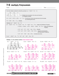7-6 Multiply Polynomials