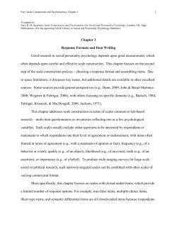 Chapter 3 Response Formats and Item Writing Good research in
