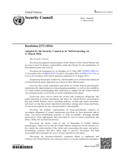 Security Council - Conduct in UN Field Missions