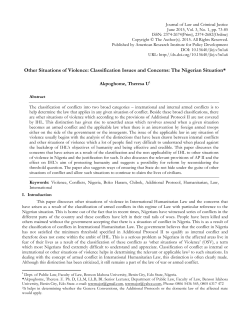 Other Situations of Violence: Classification Issues and Concerns