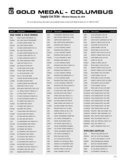 Supply List SC66 - Gold Medal Products Co.