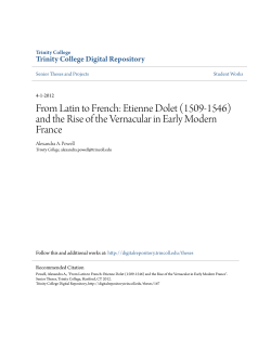 From Latin to French: Etienne Dolet - Trinity College Digital Repository
