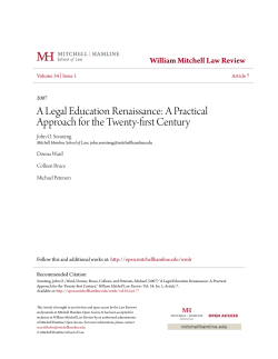 A Legal Education Renaissance - Mitchell Hamline Open Access