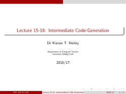 Lecture 15-16: Intermediate Code-Generation