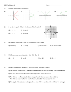 EOC Worksheet #1 Name 1) Which graph represents a function?