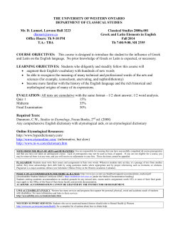 THE UNIVERSITY OF WESTERN ONTARIO DEPARTMENT OF