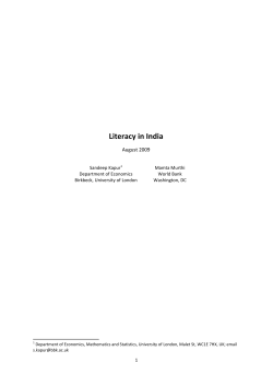 Literacy in India - Department of Economics, Mathematics and