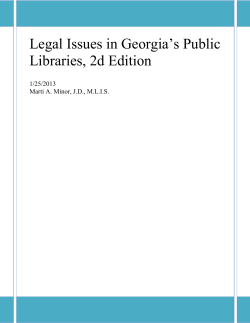 Legal Issues in Georgia`s Public Libraries, 2d Edition