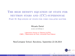 The high density equation of state for neutron stars and (CC