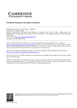 Mechanics and the Royal Society, 1668-70