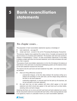 Bank reconciliation statements