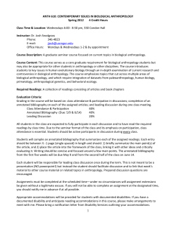 ANTH 610: CONTEMPORARY ISSUES IN BIOLOGICAL