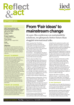 From `Fair ideas` to mainstream change