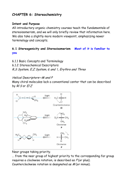 CHAPTER 6: Stereochemistry