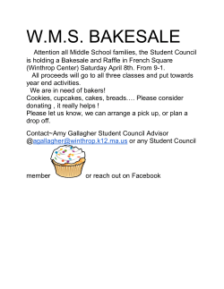 April 8th Bake Sale! - Winthrop Middle School