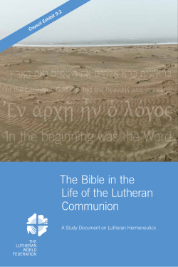 The Bible in the Life of the Lutheran Communion