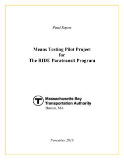 Means Testing Pilot Project for The RIDE Paratransit Program
