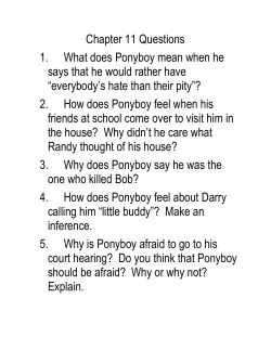 Chapter 11 Questions 1. What does Ponyboy mean when