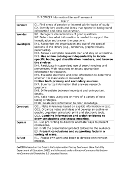 Yr 7 CWICER Information Literacy Framework Year 7 Connect