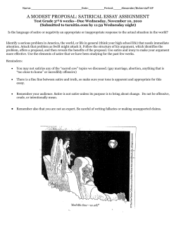 A MODEST PROPOSAL: SATIRICAL ESSAY ASSIGNMENT