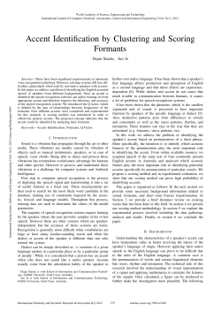 Accent Identification by Clustering and Scoring Formants