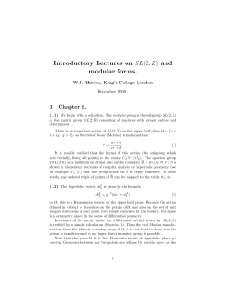 Lecture 2 Notes - London Taught Course Centre
