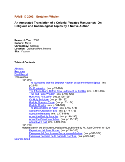 An Annotated Translation of a Colonial Yucatec Manuscript