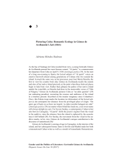 Picturing Cuba: Romantic Ecology in G&oacute;mez de Avellaneda`s Sab