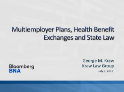 Bloomberg BNA Multiemployer Plans Presentation