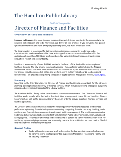 The Hamilton Public Library Director of Finance and Facilities