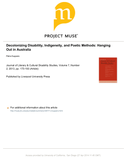Decolonizing Disability, Indigeneity, and Poetic Methods: Hanging