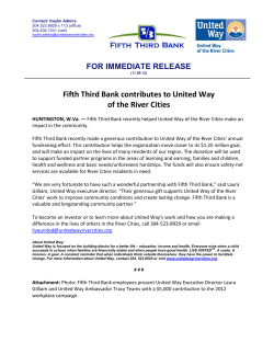 Fifth Third Bank contributes to United Way of the River Cities