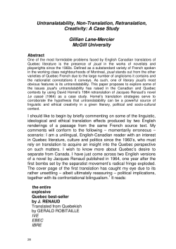 Untranslatability, Non-Translation, Retranslation, Creativity: A Case