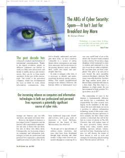 The ABCs of Cyber Security: Spam&mdash;It Isn`t Just for Breakfast Any More