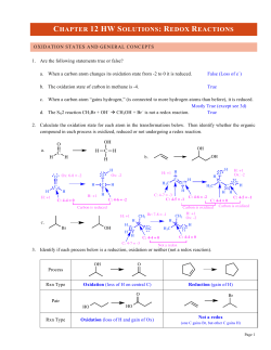 CHAPTER 12 HW S OLUTIONS: REDOX REACTIONS