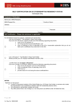 SELF CERTIFICATION ON US CITIZENSHIP/TAX
