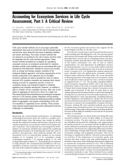 Accounting for Ecosystem Services in Life Cycle Assessment, Part I
