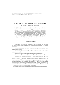 a markov - binomial distribution - Applicable Analysis and Discrete