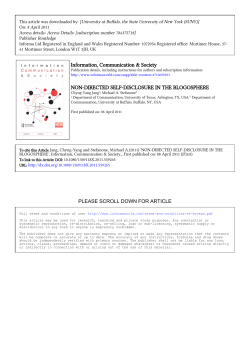 Non-Directed Self-Disclosure in the Blogosphere