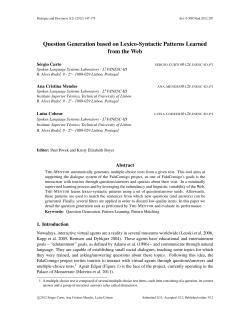 Question Generation based on Lexico-Syntactic Patterns - INESC-ID