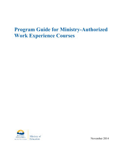 Program Guide for Ministry-Authorized Work Experience Courses