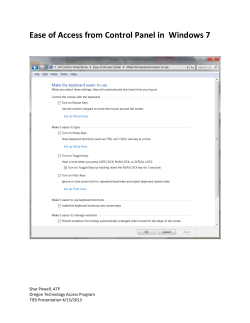 Ease of Access from Control Panel in Windows 7