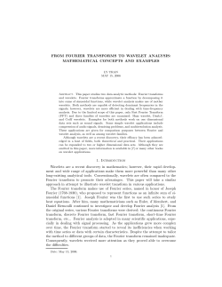 FROM FOURIER TRANSFORMS TO WAVELET ANALYSIS