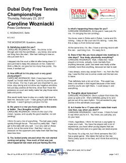 C Wozniacki - Dubai Duty Free Tennis Championships