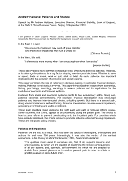 Patience and finance - Bank for International Settlements