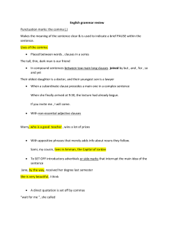 English grammar review Punctuation marks: the comma