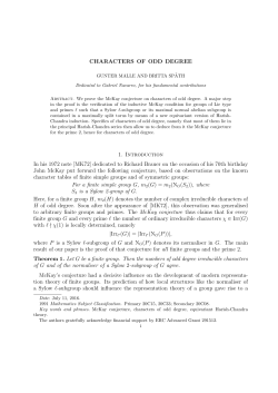 CHARACTERS OF ODD DEGREE 1. Introduction In his 1972 note