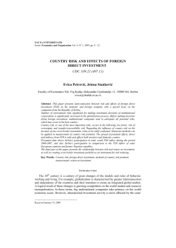 Country Risk and Effects of Foreign Direct